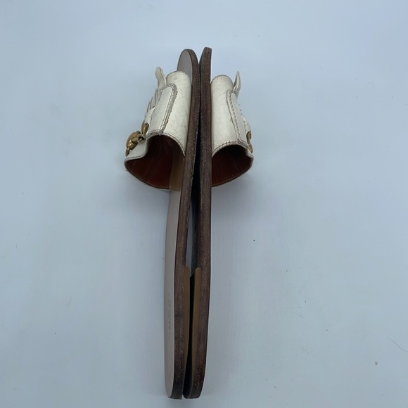 Gucci White leather trim horsebit flat slide sandals 39.5 - Picture 11 of 11